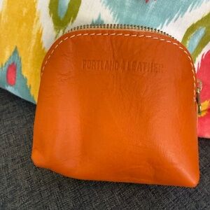 Portland Leather Orange Leather Coin Pouch